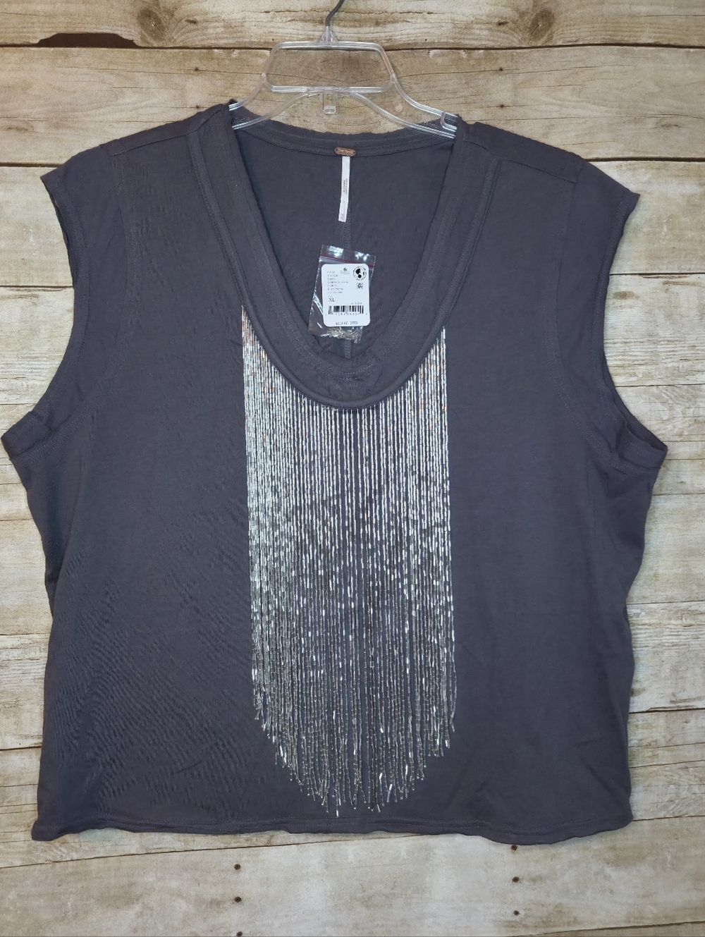 Free People Beaded Fringe Tank, XL